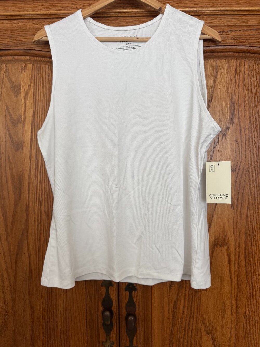 Adrienne Vittadini White Ribbed Tank Top
